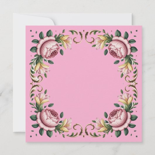Invitation Peonies roses Rococo Frame Engagement (Dos)