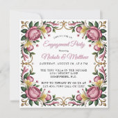 Invitation Peonies roses Rococo Frame Engagement (Devant)