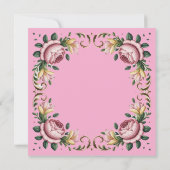 Invitation Peonies roses Rococo Mariage cadre (Dos)