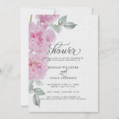 Invitation Peonies roses romantiques Papier de riz BarefootBr (Devant)