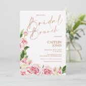 Invitation Peonies roses Rose Gold Bridal Brunch Brunch Douch (Debout devant)