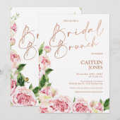 Invitation Peonies roses Rose Gold Bridal Brunch Brunch Douch (Devant / Derrière)