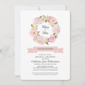 Invitation Peonies roses rousses Fête des mariées de couronne (Devant)