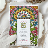 Invitation Peonies, Roses & Sun Art Nouveau Enregistrer la da