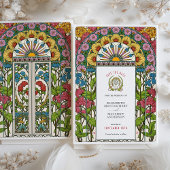 Invitation Peonies, Roses & Sun Art Nouveau Enregistrer la da