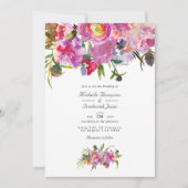 Invitation Peonies roses vintages Code QR Mariage RSVP (Devant)