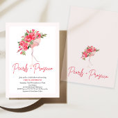 Invitation Peonies rouges modernes Pearles Fête des mariées d