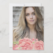 Invitation Peonies rousses rose rustique Fête de graduation P (Dos)