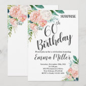 Invitation Peonies vertes et roses à la menthe 60e anniversai (Devant / Derrière)