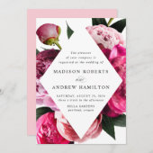 Invitation Peonies vibrantes Diamond Floral Mariage (Devant / Derrière)