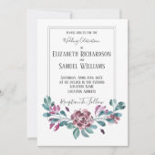 Invitation Peonies violets Mariages d'aquarelle (Devant)