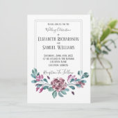Invitation Peonies violets Mariages d'aquarelle (Debout devant)