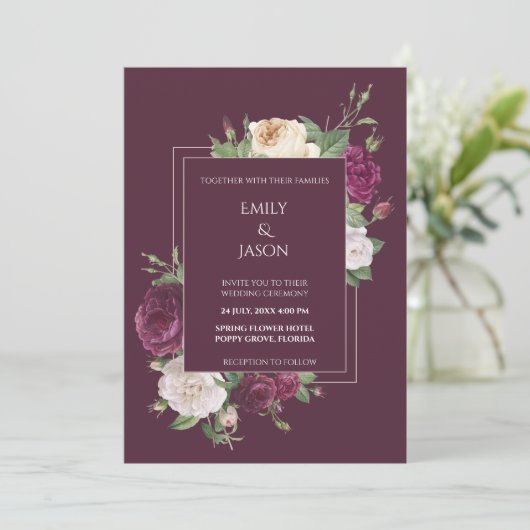 Invitation Peonies vives et blanches modernes (Debout devant)