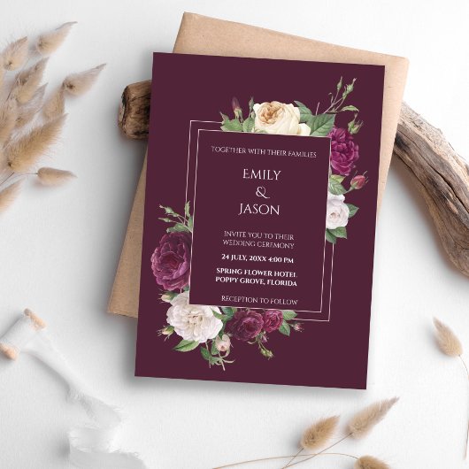 Invitation Peonies vives et blanches modernes