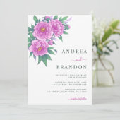 Invitation Peonines roses exotiques Sage Mariage vert tout en (Debout devant)