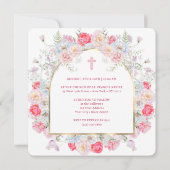 Invitation Peonis et Rose Arc Premier Carré Communion (Dos)