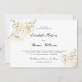 Invitation Peony Art Croquis Moderne Classique Mariage Or Fau (Devant)