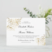 Invitation Peony Art Croquis Moderne Classique Mariage Or Fau (Debout devant)