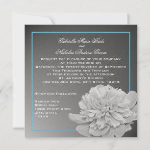 Invitation Peony blanc et noir avec couleur personnalisable
