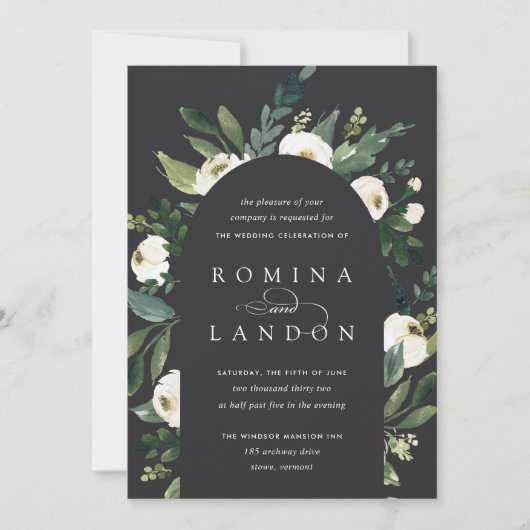 Invitation Peony blanc | Floral Arch Mariage (Devant)