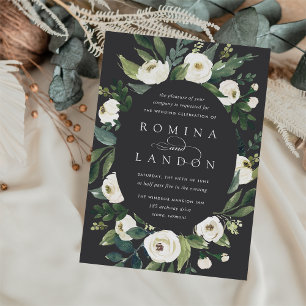 Invitation Peony blanc Mariage floral à cadre ovale