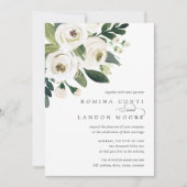 Invitation Peony blanc | Mariage floral aquarelle (Devant)