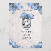Invitation Peony bleu clair Mason Jar Fête des mariées rustiq (Devant / Derrière)
