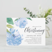 Invitation Peony bleu | Watercolor Floral Christening (Debout devant)