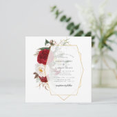 Invitation Peony Bouquet coloré Mariage cadre or (Debout devant)