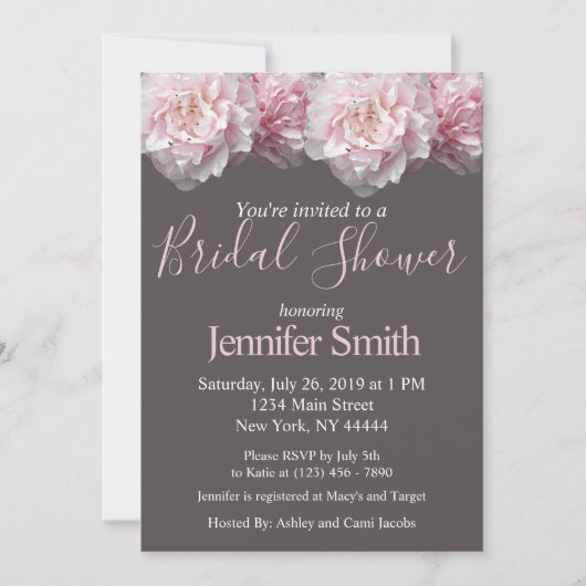 Invitation Peony Bridal Shower (Devant)
