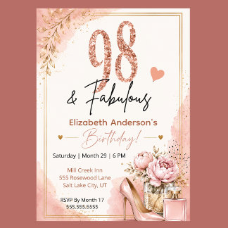 Invitation Peony et Parfum 98e Anniversaire Fabuloso