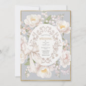 Invitation Peony Floral Vintage Elegant Gray Wedding (Devant)