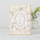 Invitation Peony Floral Vintage Elegant Wedding (Debout devant)