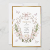Invitation Peony Floral Vintage Wedding (Devant)