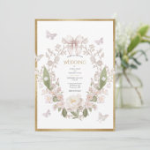 Invitation Peony Floral Vintage Wedding (Debout devant)