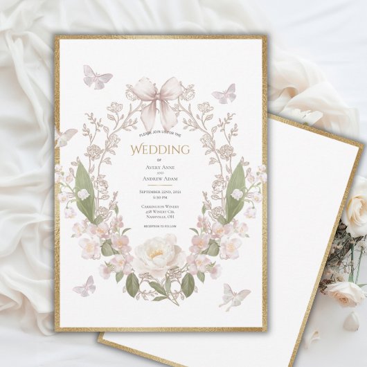 Invitation Peony Floral Vintage Wedding