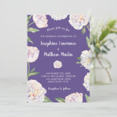 Invitation Peony Floral Violet Puple Wedding (Debout devant)