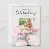 Invitation Peony Flowers Celebration of Life Photo, Funeral (Devant)
