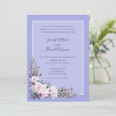 Invitation Peony Garden Périwinkle Lavender Mariage (Debout devant)