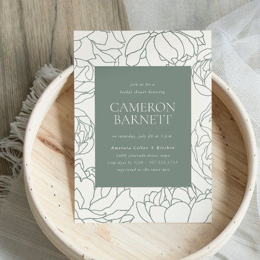 Invitation Peony Garden Sage Green Fête des mariées Florale