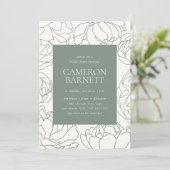 Invitation Peony Garden Sage Green Fête des mariées Florale (Debout devant)