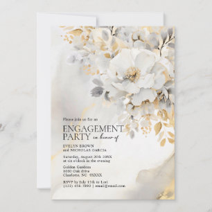 Invitation Peony Gold Grey Black Engagement Party
