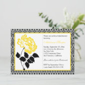 Invitation Peony jaune avec Fête de l'mariée de Damas noir (Debout devant)