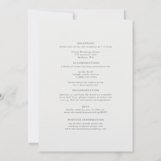 Invitation Peony Mariage rose Chic Élégant Formel Tout en un (Dos)