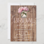 Invitation Peony Mason Jar Rustic Chic Fête des mariées de pi (Devant)