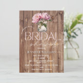 Invitation Peony Mason Jar Rustic Chic Fête des mariées de pi (Debout devant)