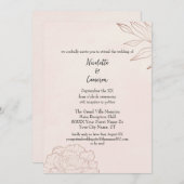 Invitation Peony minimaliste de Mariage de broussaille romant (Devant / Derrière)