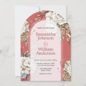 Invitation Peony moderne et Hydrangea Coral Mariage rose (Devant)