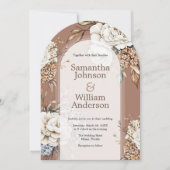 Invitation Peony moderne et Hydrangea Mocha Mousse Mariage (Devant)
