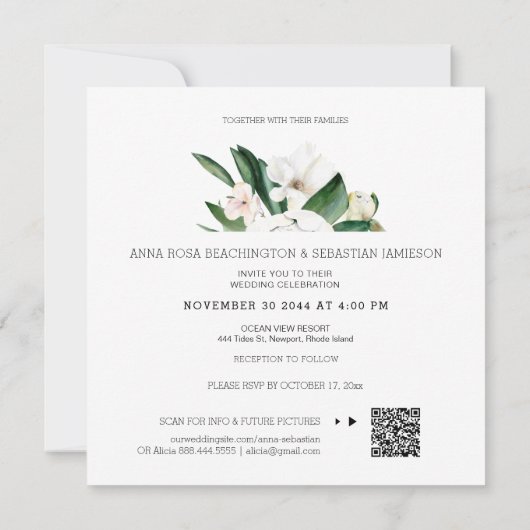 Invitation *~* Peony QR Fleurs RSVP Cadre AR15 Mariage (Dos)